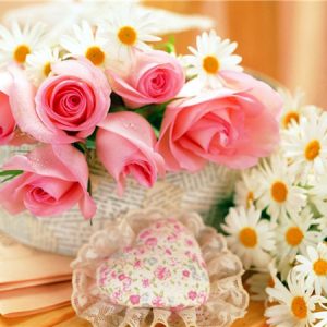 WHITE ROSES & DAISIES|5 D DIAMOND PAINTING