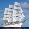 Diamond Painting of a Majestic White Sailing Ship